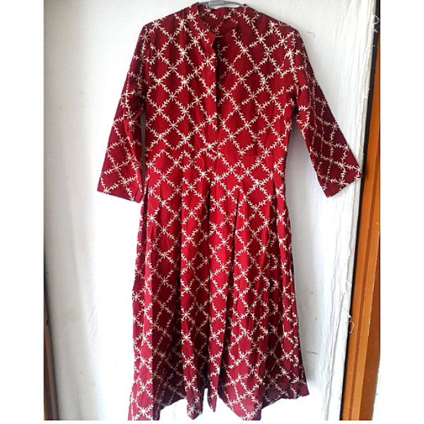 Pink Dabu Print Cotton dress